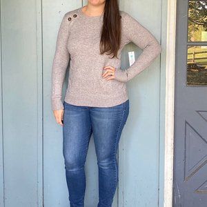 Pink Clover Carson Crew Neck Button 